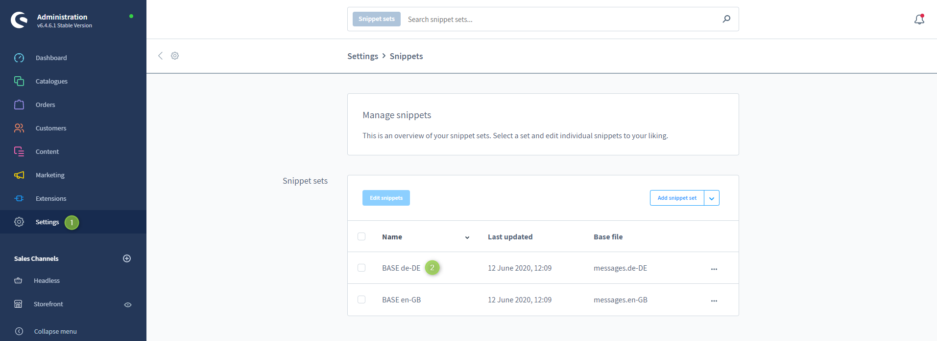 Shopware snippet management