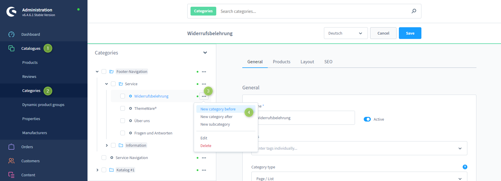 Linking shop pages in the storefront, figure 1