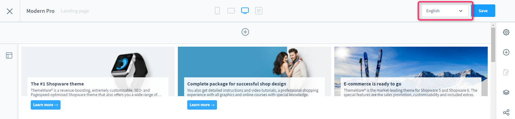 Shopping Experience: Switch language