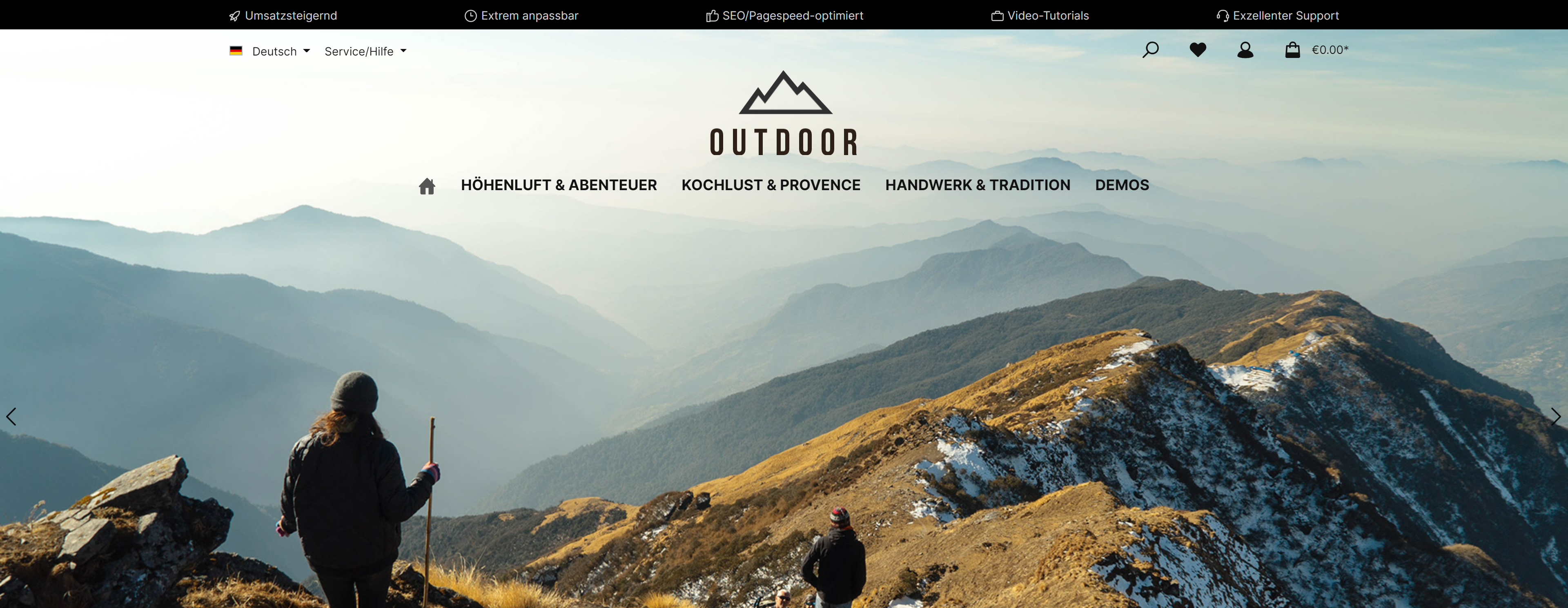 ThemeWare® "Shopping Experiences Header" in the Outdoor theme