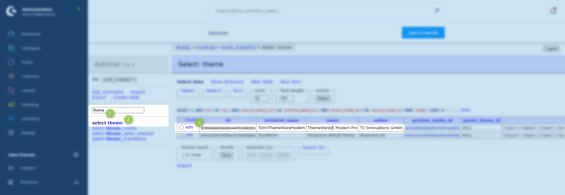 Exporting and importing the ThemeWare® configuration, figure 1