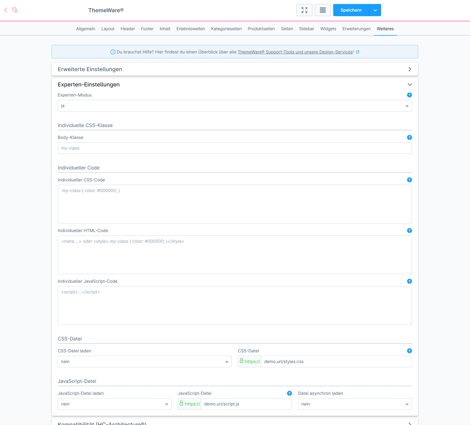 ThemeWare® "Expert settings"